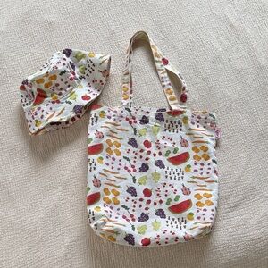 Fruit Print Tote Bag and Hat Set